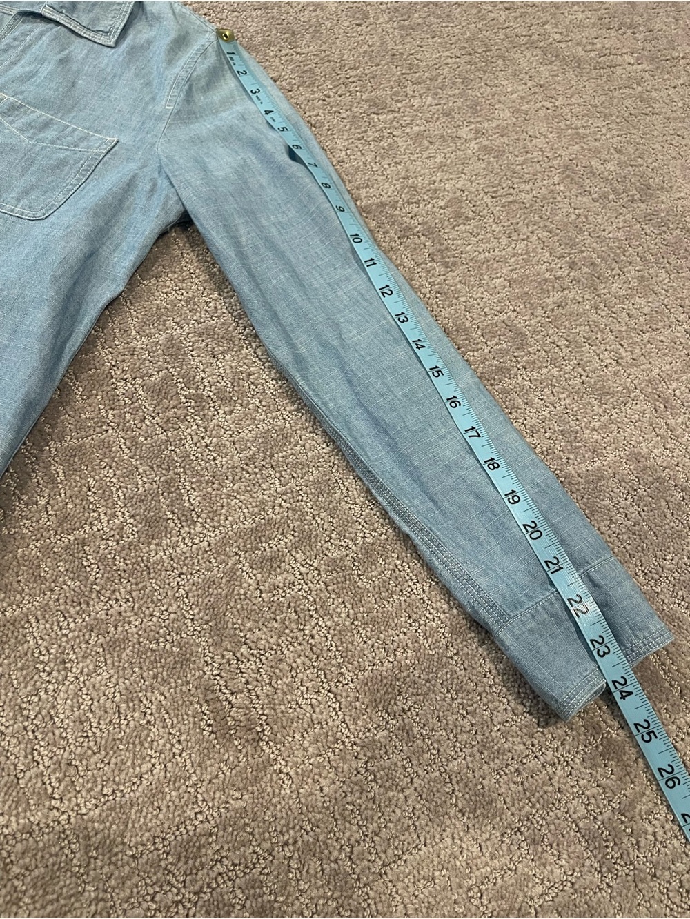 J. Crew Light Blue Chambray Popover Shirt, V-Neck, Collared, Long Sleeve, Size S - Picture 10 of 14